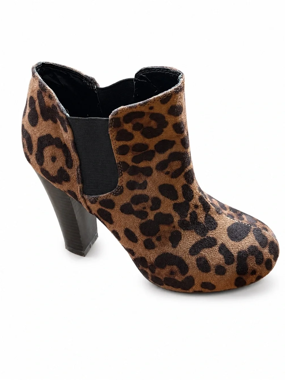 Madden Girl Zelouss Leopard Ankle Boots Women’s 6M Block Heel Chelsea Booties